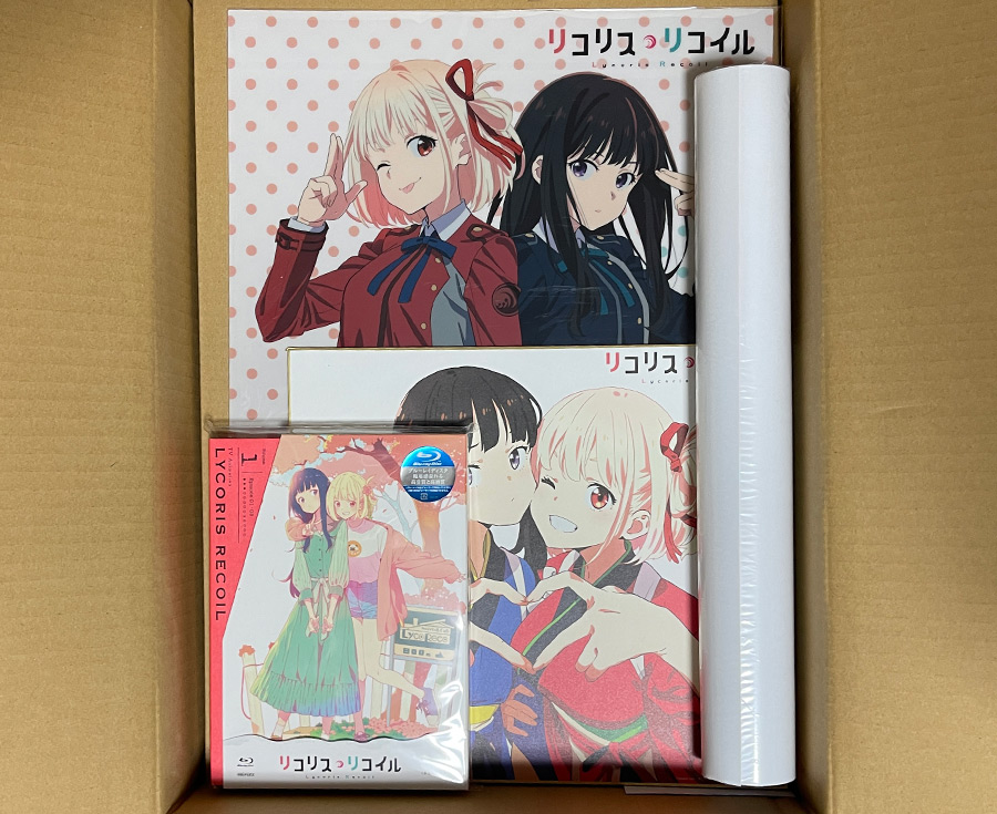 『リコリス・リコイル』Blu-ray第1巻の4つ角90度のパッケージが届いた