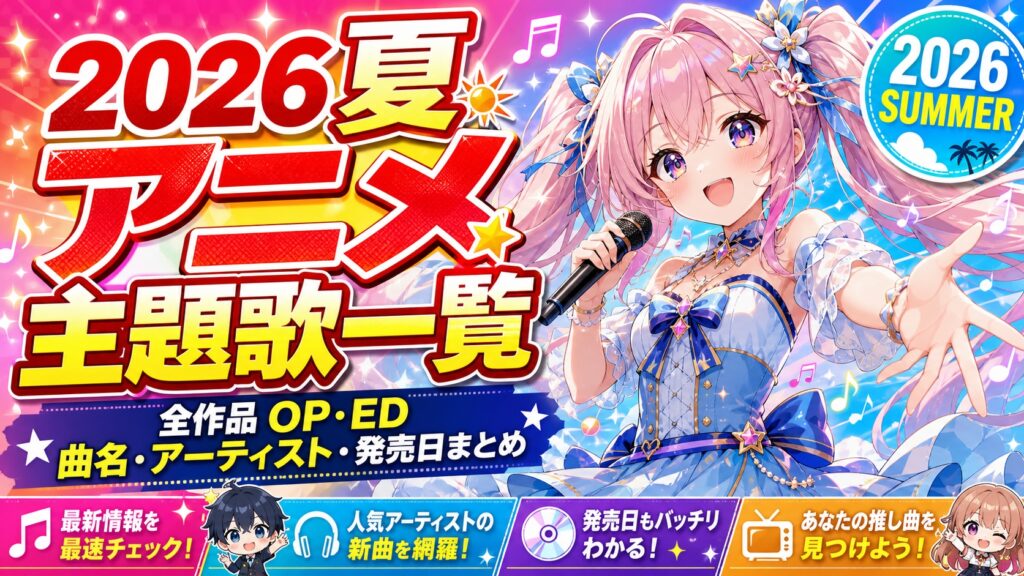 【2026夏アニメ】主題歌一覧！全作品のOP・ED曲名・アーティスト・発売日まとめ
