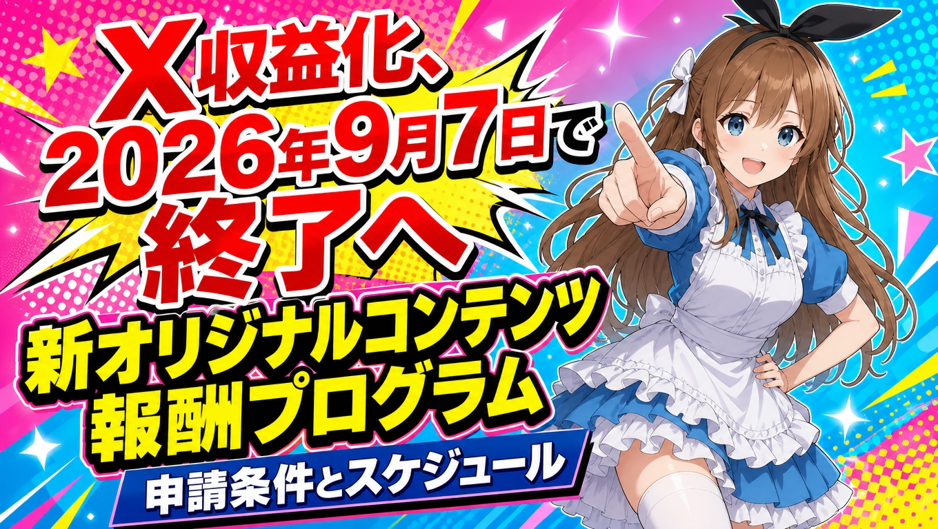 X収益化、2026年9月7日で終了へ｜新『オリジナルコンテンツ報酬プログラム』の申請条件とスケジュール
