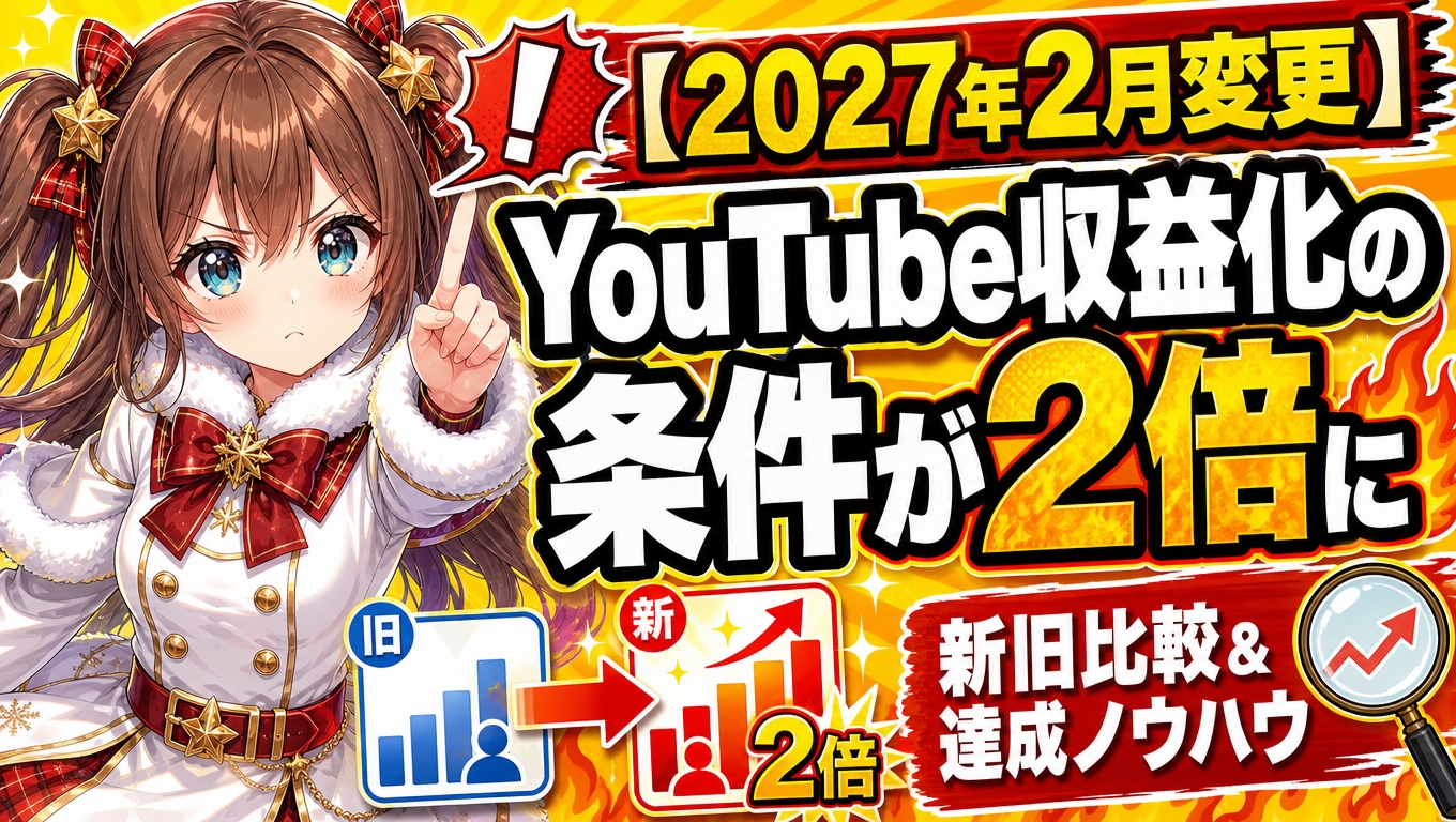 【2027年2月変更】YouTube収益化の条件が2倍に｜新旧比較と今からできる達成ノウハウ