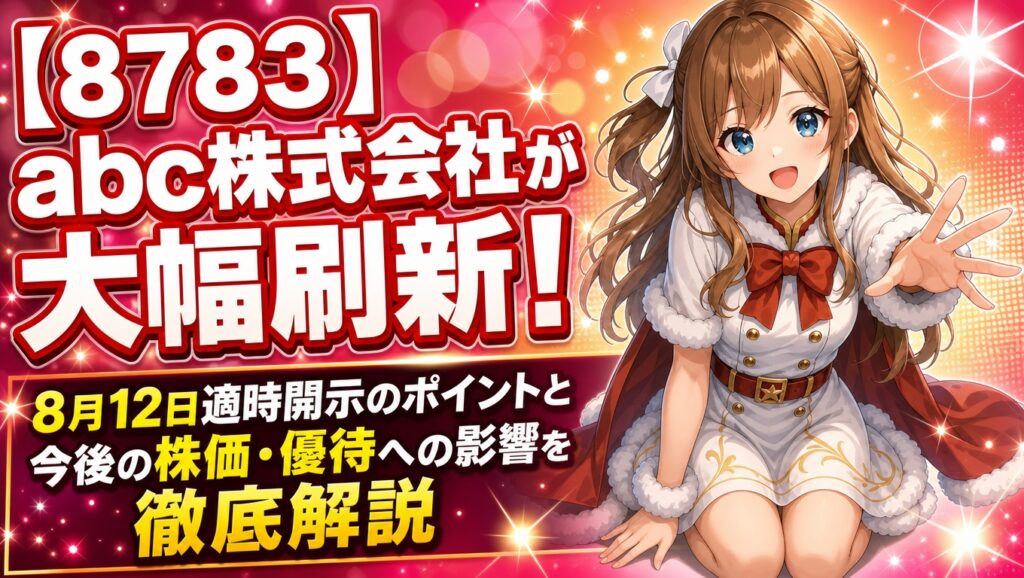 【8783】abc株式会社が大幅刷新！8月12日適時開示のポイントと今後の株価・優待への影響を徹底解説