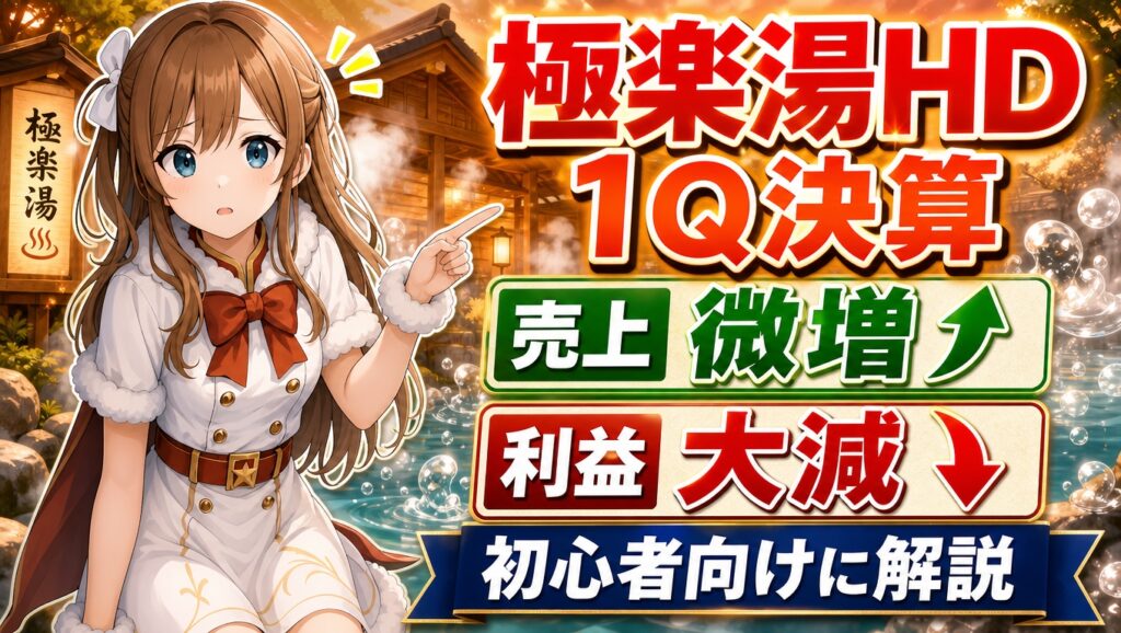 極楽湯ホールディングスの2027年3月期1Q決算を初心者向けに解説｜売上は微増、利益は大きく減少