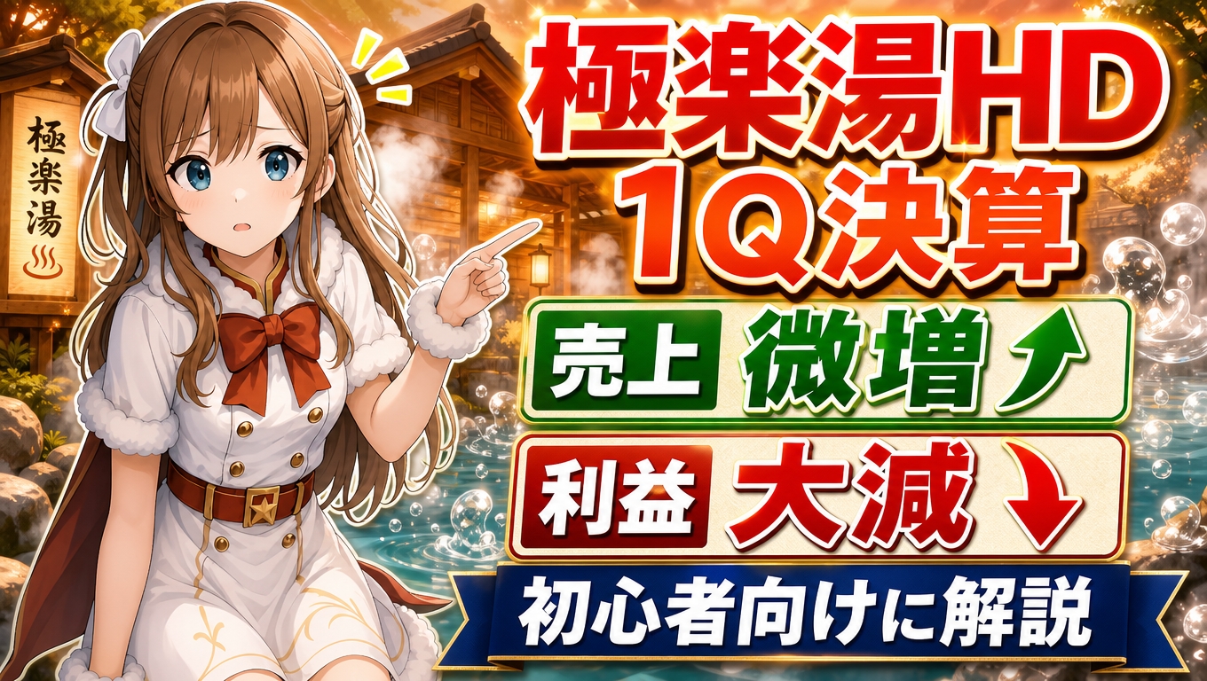 極楽湯ホールディングスの2027年3月期1Q決算を初心者向けに解説｜売上は微増、利益は大きく減少