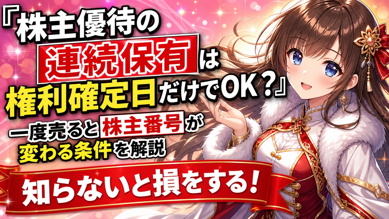 株主優待の連続保有は権利確定日だけでOK？一度売ると株主番号が変わる条件を解説