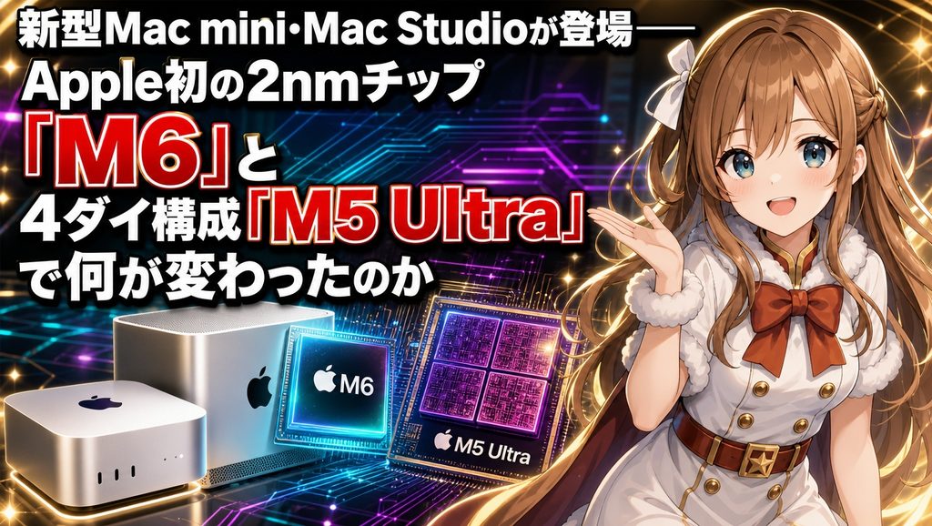 新型Mac mini・Mac Studioが登場──Apple初の2nmチップ「M6」と4ダイ構成「M5 Ultra」で何が変わったのか
