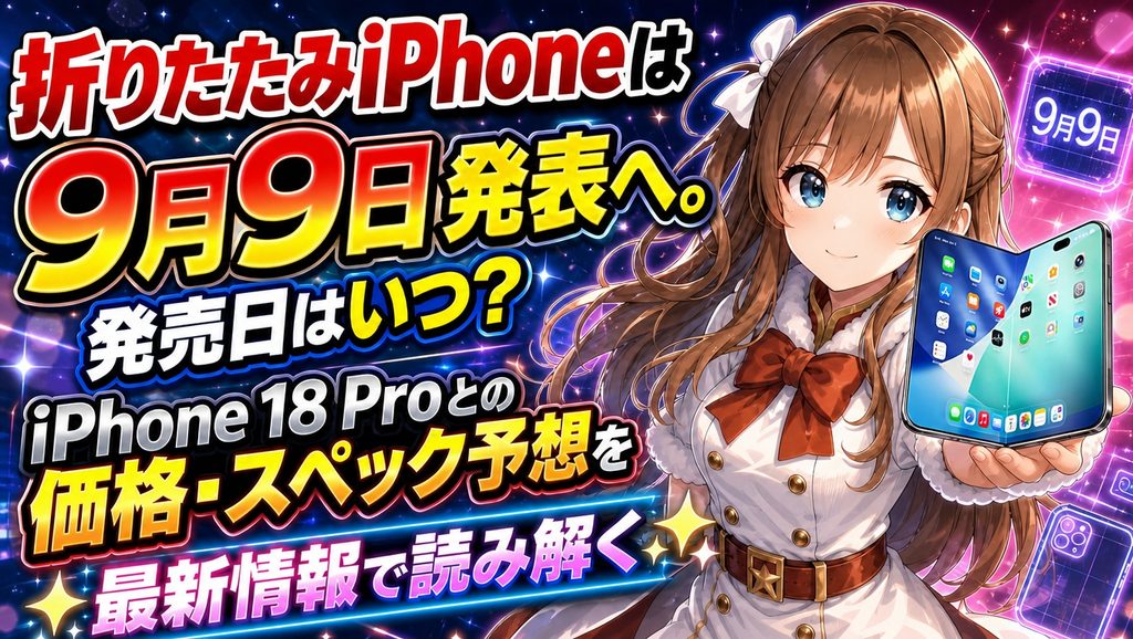 折りたたみiPhoneは9月9日発表へ。発売日はいつ？iPhone 18 Proとの価格・スペック予想を最新情報で読み解く