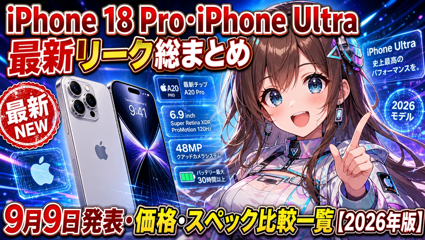 iPhone 18 Pro・iPhone Duo 最新リーク総まとめ｜9月9日発表、価格・スペック比較一覧【2026年版】