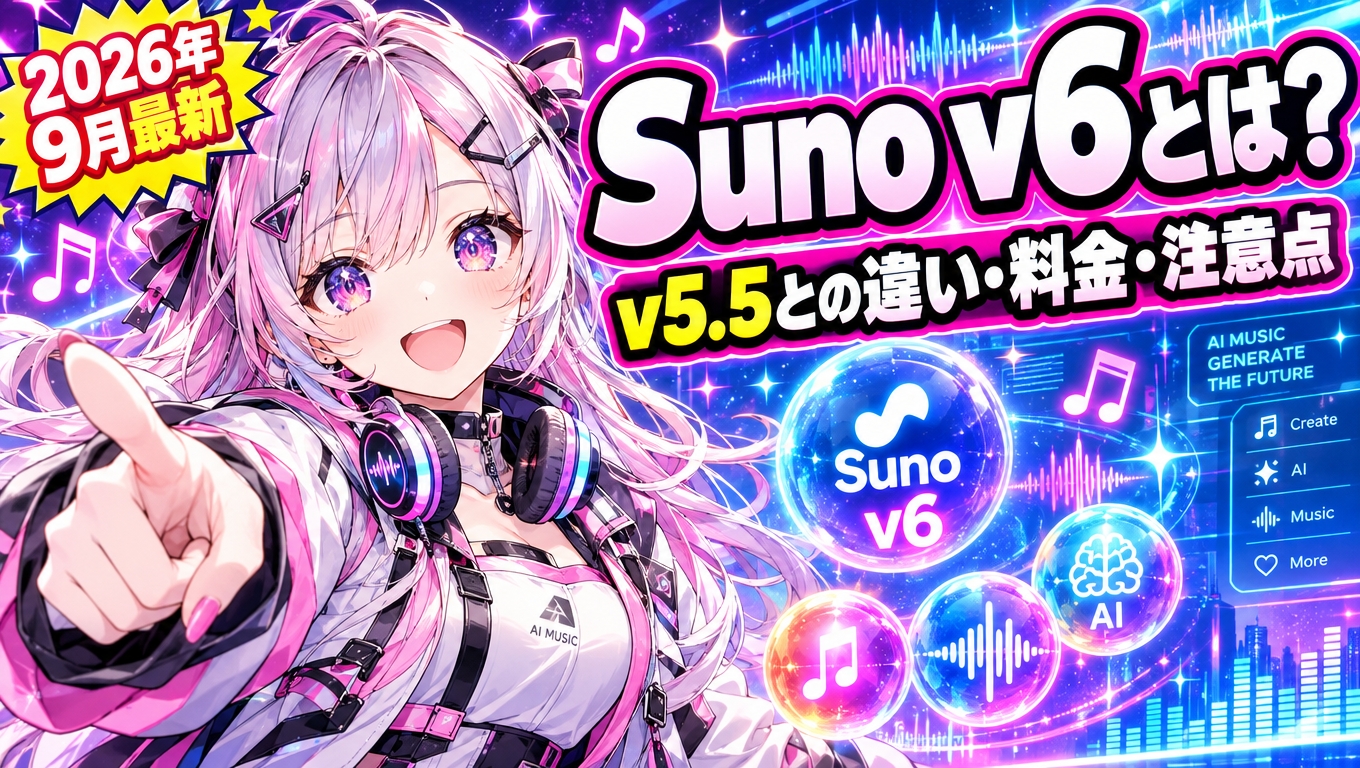 【2026年9月最新】Suno v6とは？v5.5との違い・料金・注意点を全網羅