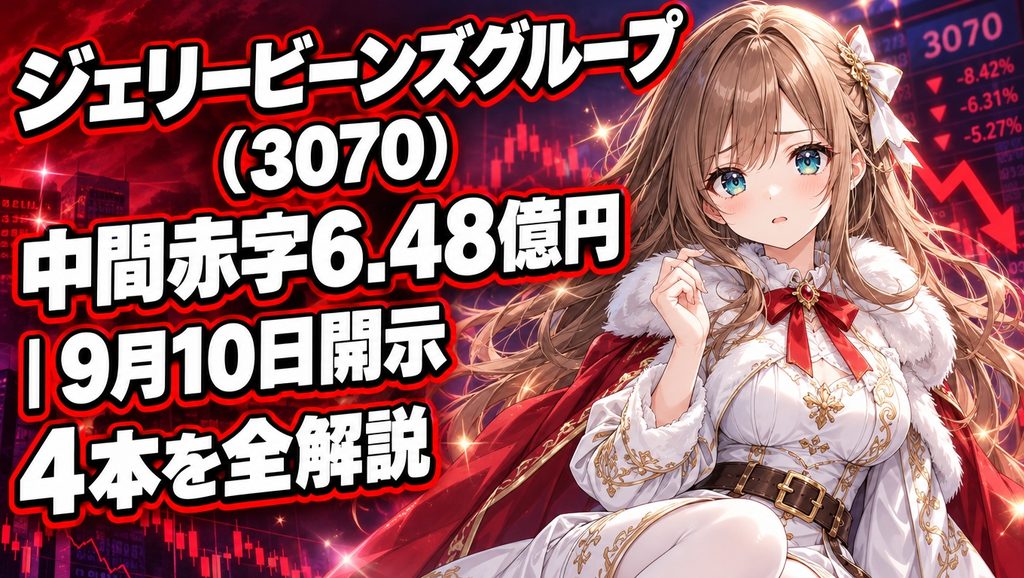 ジェリービーンズグループ(3070)中間赤字6.48億円｜9月10日開示4本を全解説