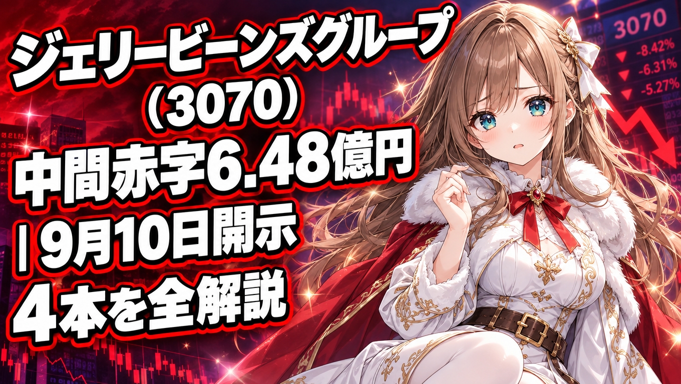 ジェリービーンズグループ(3070)中間赤字6.48億円｜9月10日開示4本を全解説